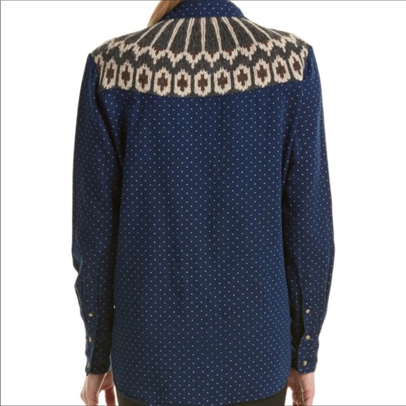 NWT free people "sage" button down w/sweatr detail - Picture 5 of 7